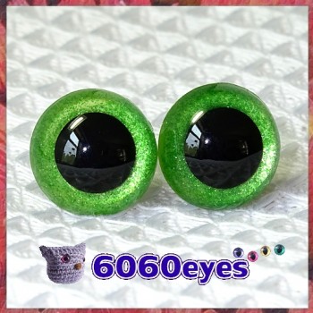 1 Pair Green Glitter Hand Painted Safety Eyes Plastic eyes